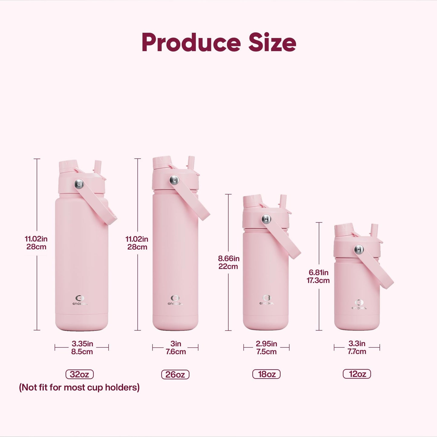 ENCOOL Insulated Water Bottle with Straw Stainless Steel Water Bottle, Leak-Proof, BPA-Free, Double