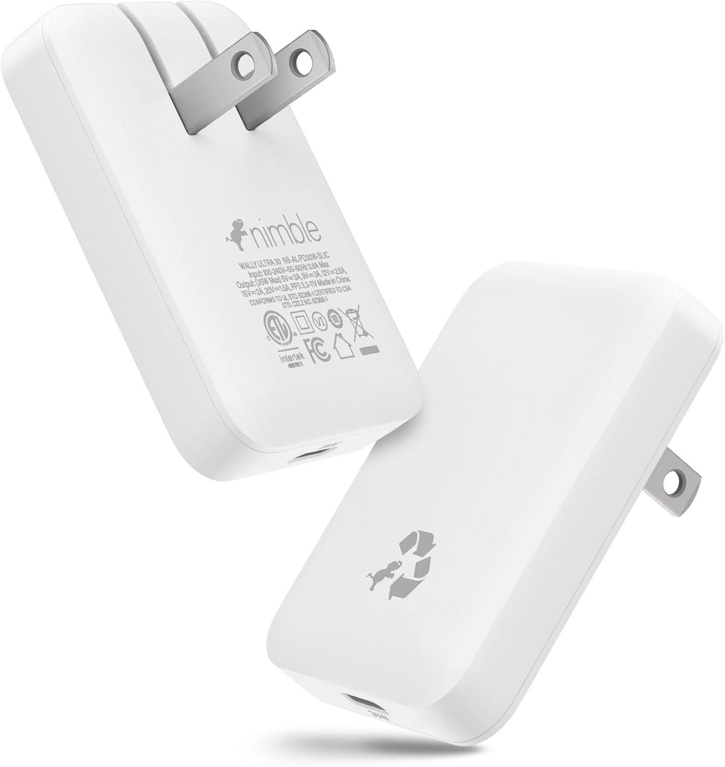 Nimble Wally Ultra Flat USB C Charger, 30W Slim Wall Charger Travel Ready Fast Charging Block, Foldable Power Adapter for Macbook iPhone 17/16/15/14/13 Pro Max, Samsung Galaxy Pixel Tablet Airpod iPad