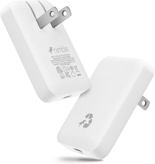 Nimble Wally Ultra Flat USB C Charger, 30W Slim Wall Charger Travel Ready Fast Charging Block, Foldable Power Adapter for Macbook iPhone 17/16/15/14/13 Pro Max, Samsung Galaxy Pixel Tablet Airpod iPad