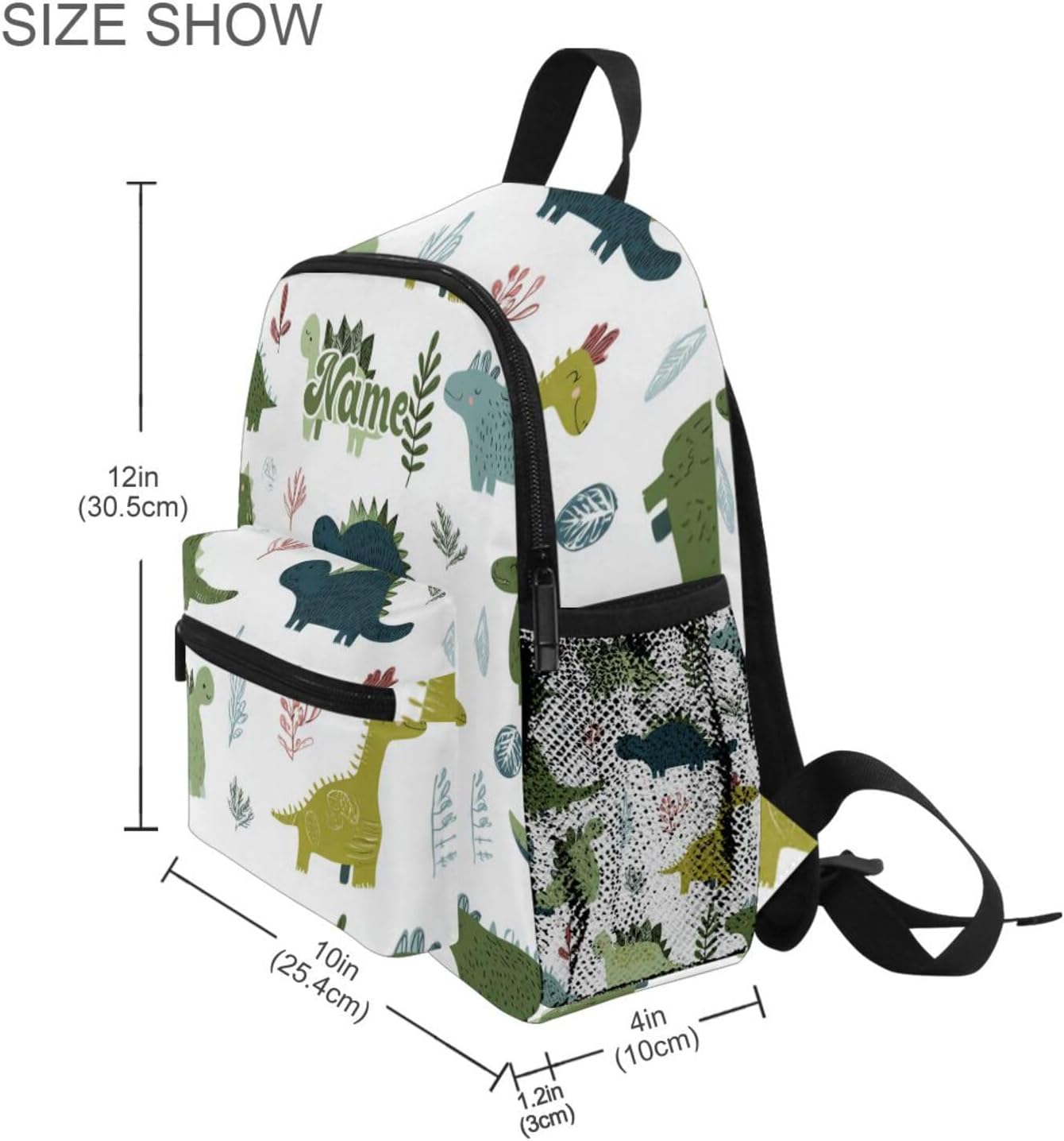Custom Cute Dinosaurs3 Preschool Backpack for Toddler Boy Girl,Personalized Backpack with Name Text, Customization Kindergarten School Bookbags - M