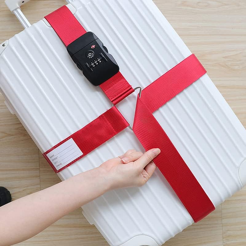 Luggage Straps for Suitcases TSA Approved Heavy Duty Adjustable Travel Belt Cross Suitcase Belts Luggage Tags with Name ID Card Travel Accessories Fit for 20-33 Inch Suitcase (Khaki)