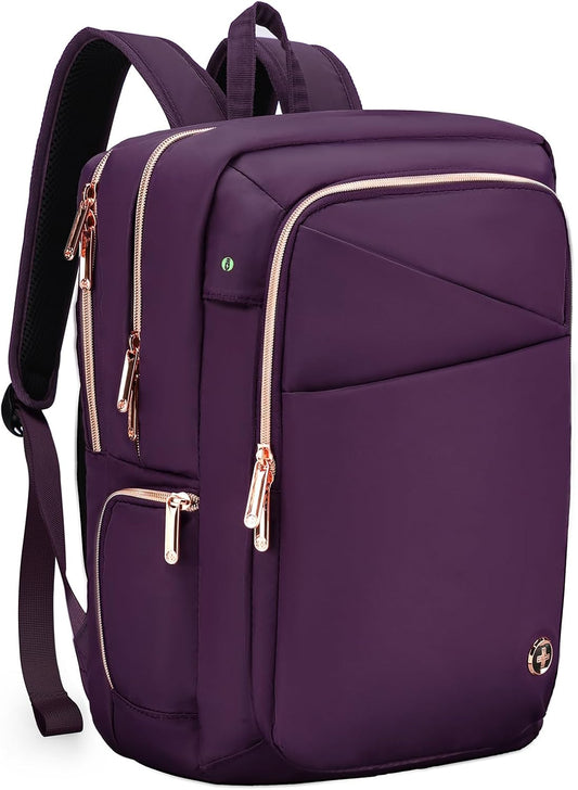 Swissdigital Design Business Laptop Backpack for Women, College Computer Backpack with USB Charging Port, Fits 15.6 Inch Laptop Travel Work Backpack, Purple | KATY ROSE