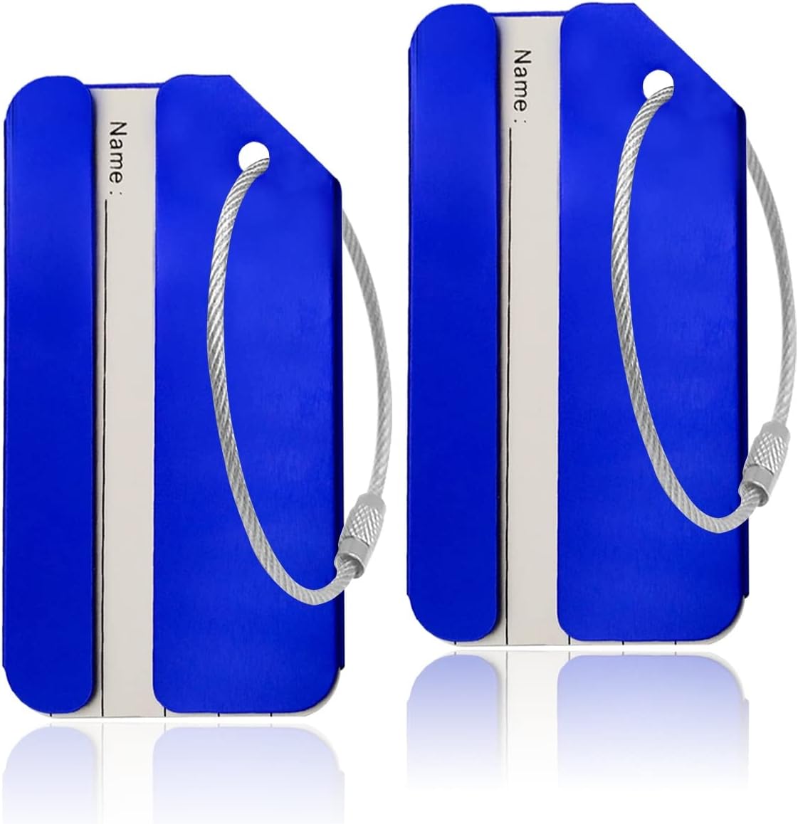 2Pack Blue Aluminum Luggage Tags, Luggage Tag Holders for Travel Luggage Baggage Identifier by Ovener