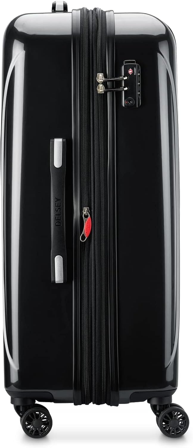DELSEY PARIS Helium Aero Hardside Expandable Luggage with Spinner Wheels, Black, Checked-Medium 24