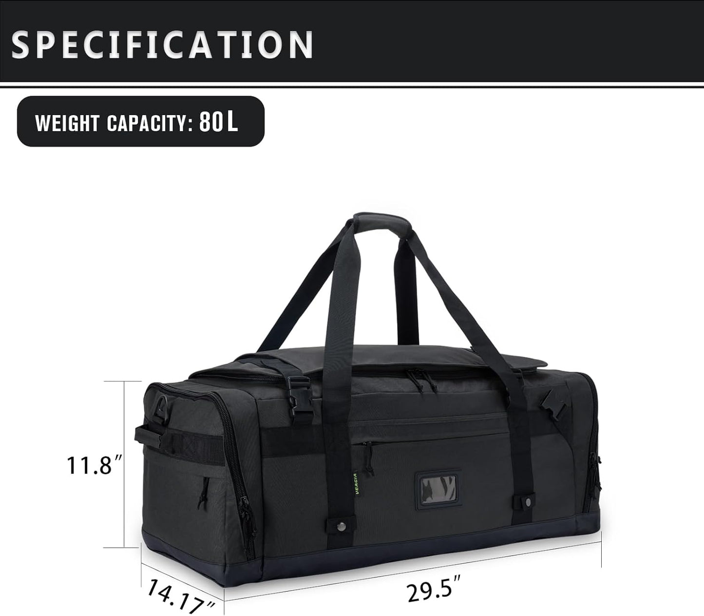 Large Duffle Bag for Travel - Men & Women, Foldable Gym Duffle Backpack, Heavy Duty Tactical Military Canvas Duffel Bags, Extra Big Carry On with Shoe Pockets, Waterproof (80L/103L)