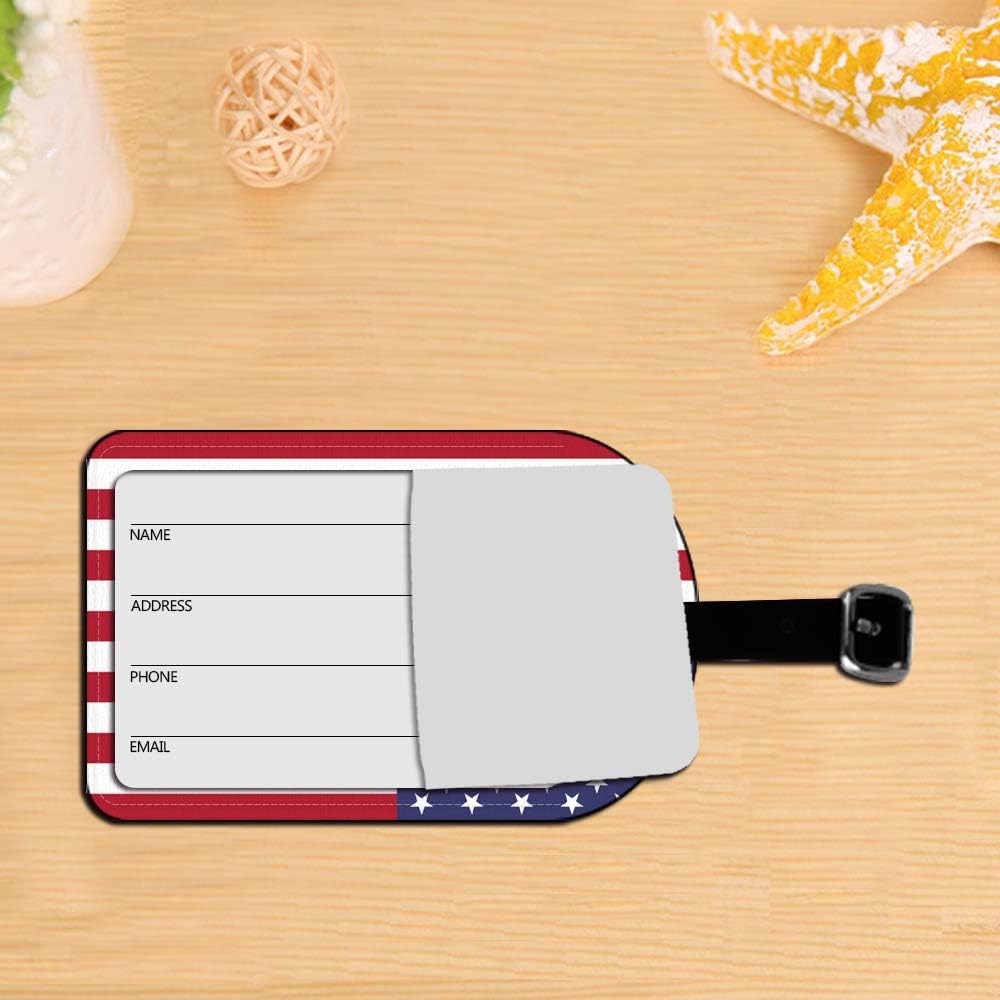 American Flag Luggage Tag Stripe Stars White Red Blue Leather Travel Bag Labels Suitcase Luggage ID Tags