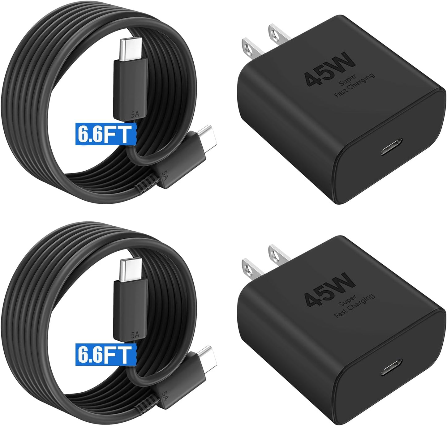 Phone 17 16 Pro Max Charger Fast Charging,45W Phone 17 Charger Type C Chargers USB C Charge Block &6.6FT Long C Charging Cables Cord for Phone 17/17 Pro/ 17 Pro Max/Air/Phone 16 15 Pro Max,Black