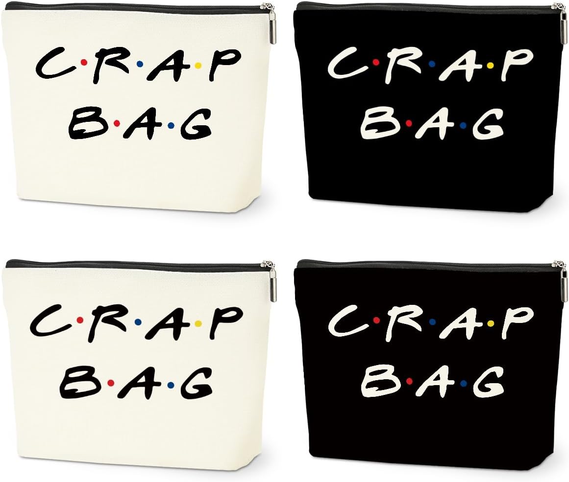 4 PCS Funny Gifts for Women Makeup Bag, Best Friend Birthday Gifts for Women, Funny Cosmetic Bags, Sister Christmas Graduation Friendship Gift for Daughter From Mom, Black White Travel Organizer