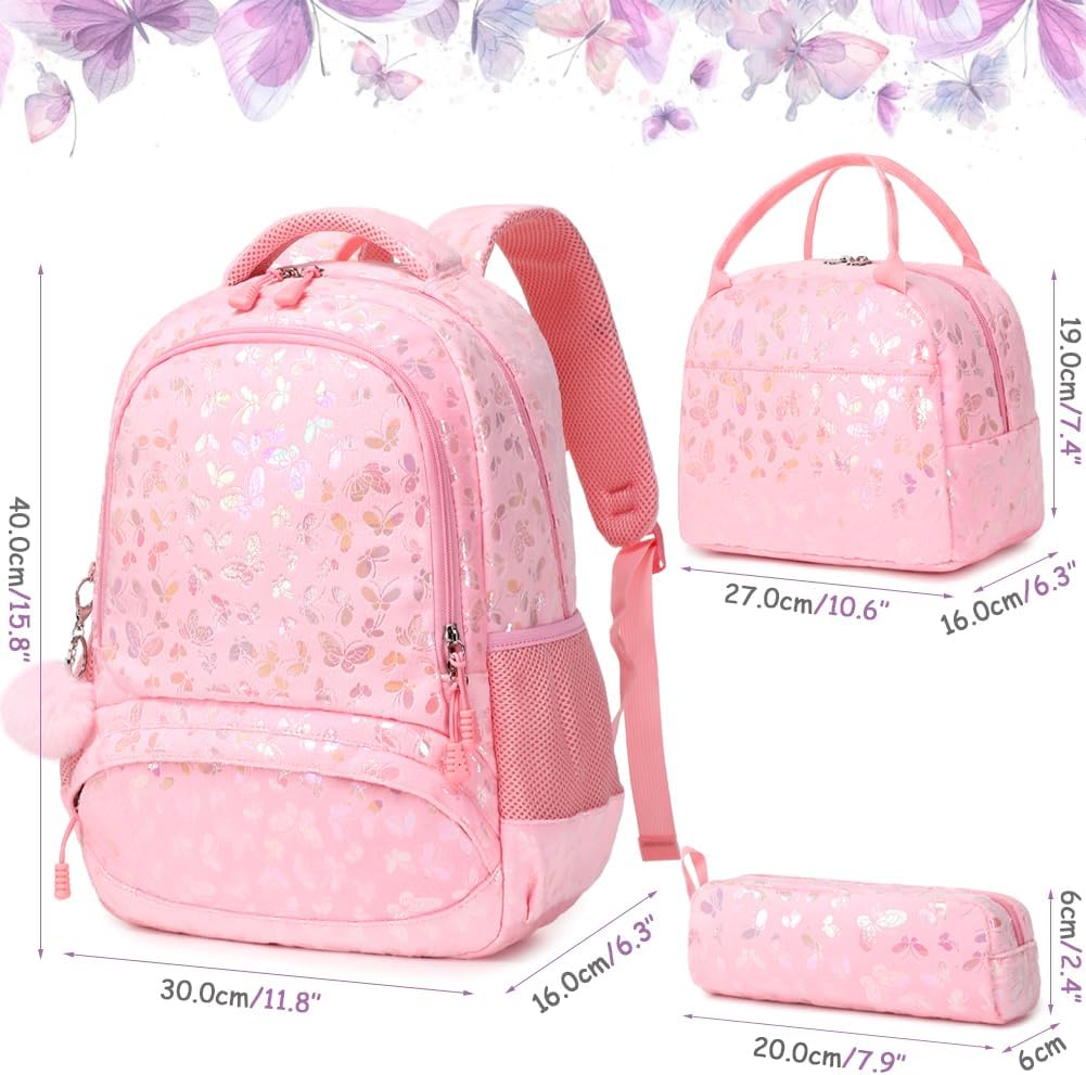 Meisohua Girls Backpack with Lunch Box 3 in 1 Set Kids Backpack for Girls Preschool Kindergarten Elementary School Backpack