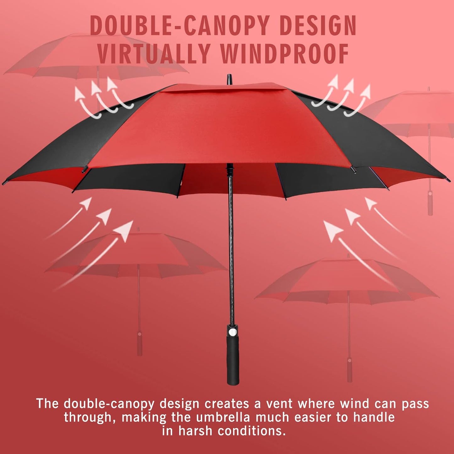 ZOMAKE Golf Umbrella Windproof, Extra Large Oversized Heavy Duty Double Canopy for Rain, Sports Games & Push Cart(51/54/62/68/72Inch)