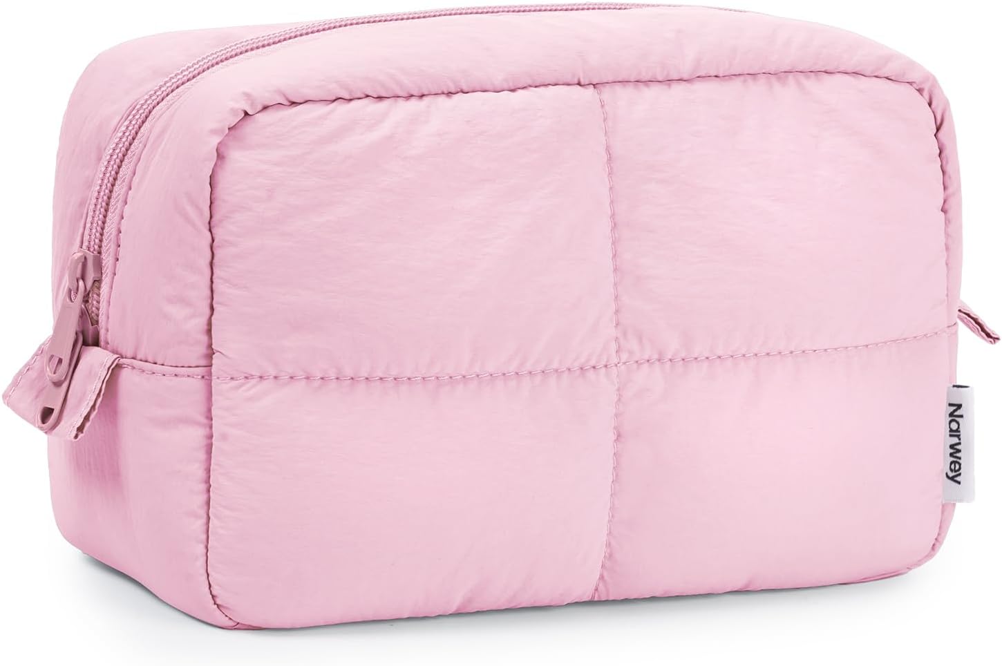 Narwey Puffy Makeup Bag for Travel Women Girl, Quilted Makeup Bag Cosmetic Bag, Cute Puffer Make Up