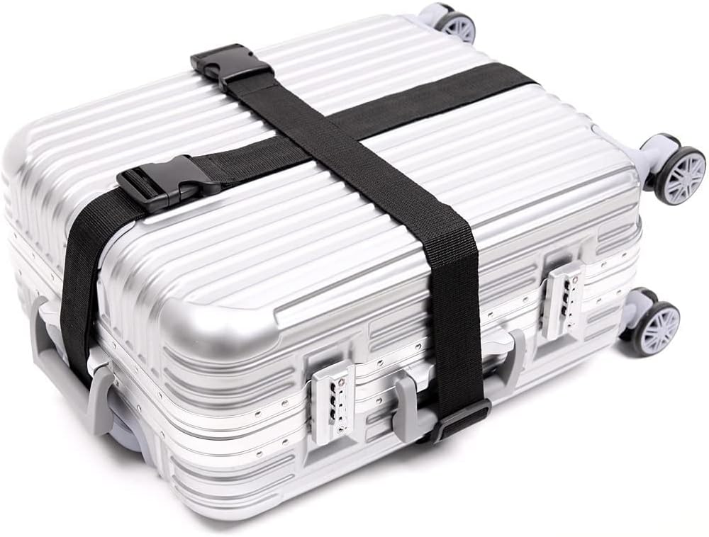 2Pieces Luggage Straps for Suitcase Travel Accessories TSA Approved, 80In Long Belts to Keep Your Suitcase Secure, Black Adjustable Bag Straps with Quick-Release Buckle for Travel Bag Closure