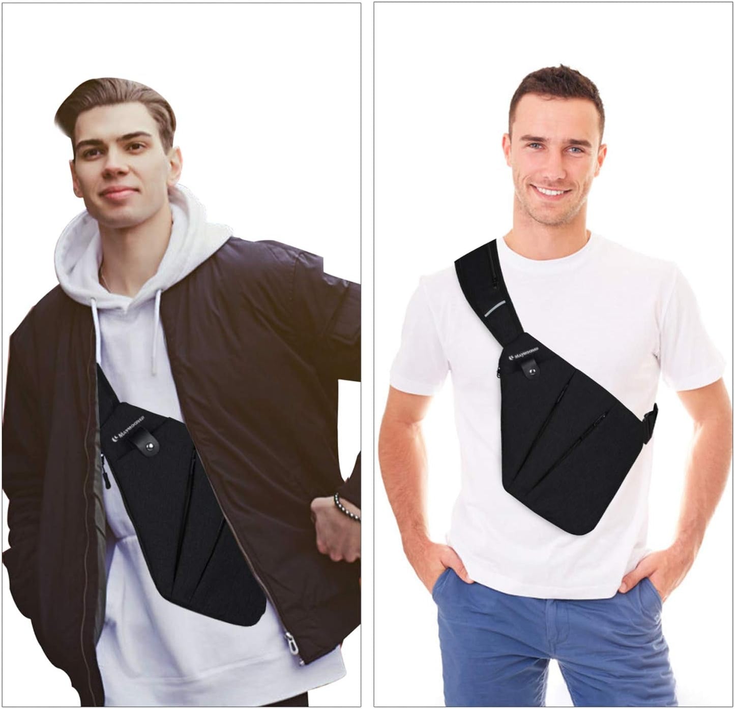 Men Small Sling Shoulder Crossbody Bag Anti-theft One Strap Casual Chest Bags Slim Backpack Outdoor Hiking Biking