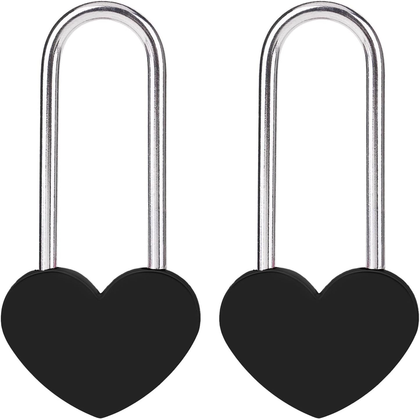 2PC 3.5" 50mm Love Lock Heart Padlock,Black Single Heart Wish Lock for Lovers Wedding,Valentines,Anniversary,Travel, Valentines Day, Bridge(NO Key)