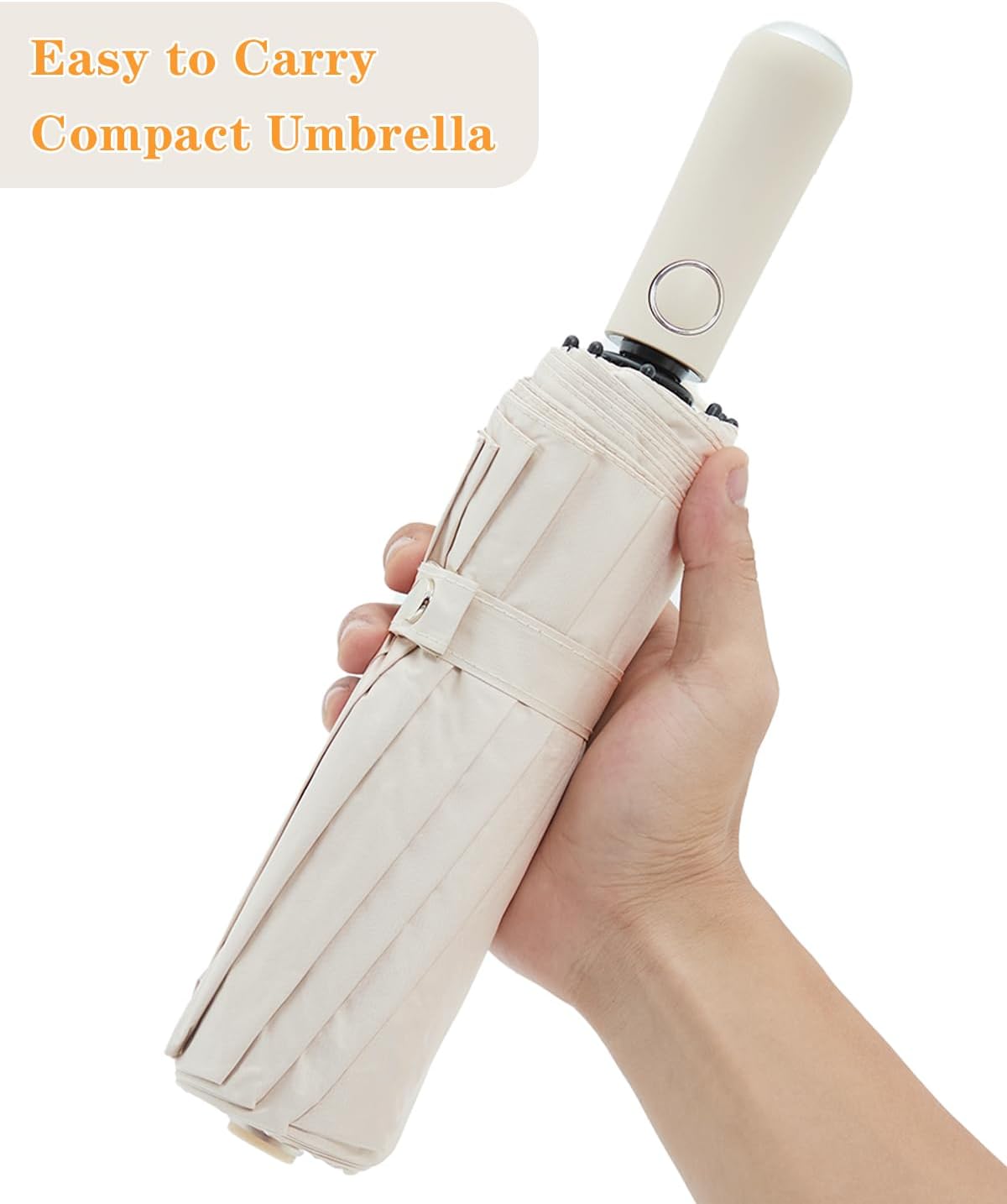 Large Double-Ribs Umbrella Automatic Folding Umbrella for Women Men, Travel, UPF 50+ UV Protection,46-Inch, 12 Ribs, Light Green