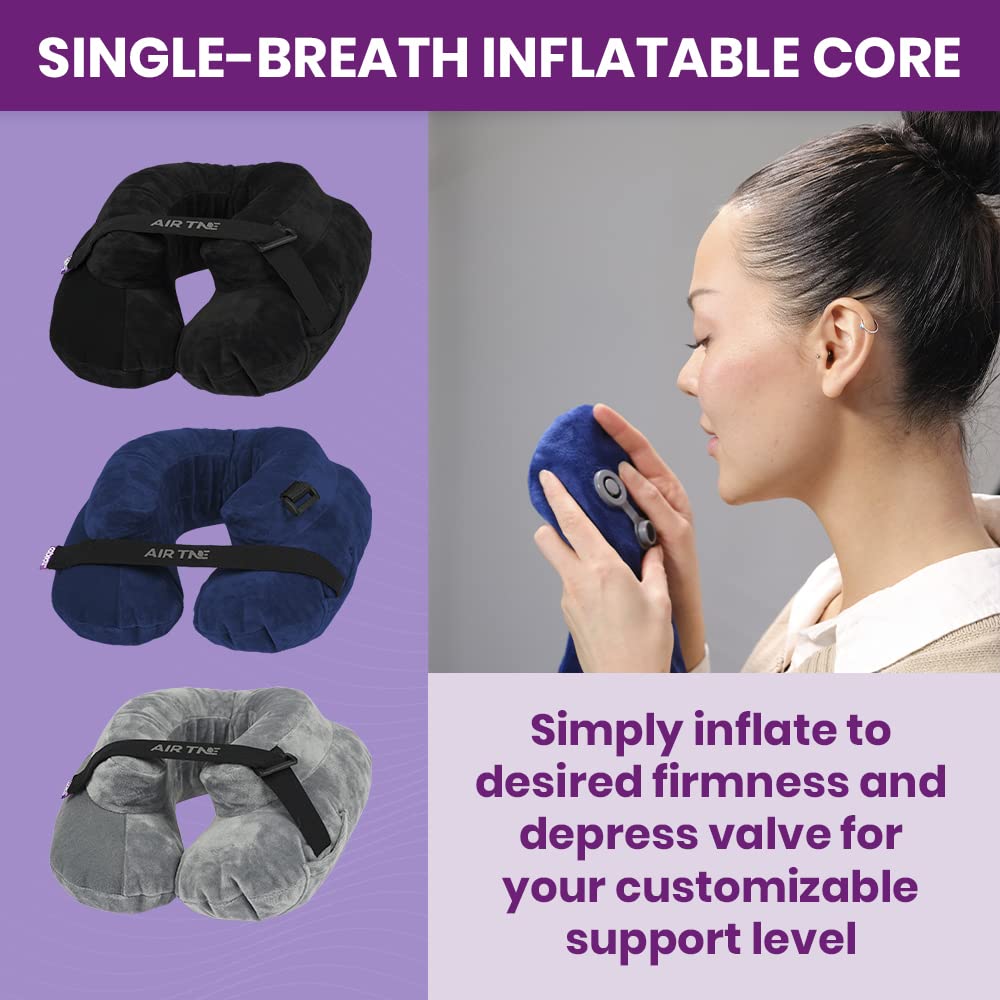 Cabeau Inflatable Travel Pillow – Air TNE – Adjustable, Lightweight, and Supportive for Sleeping on
