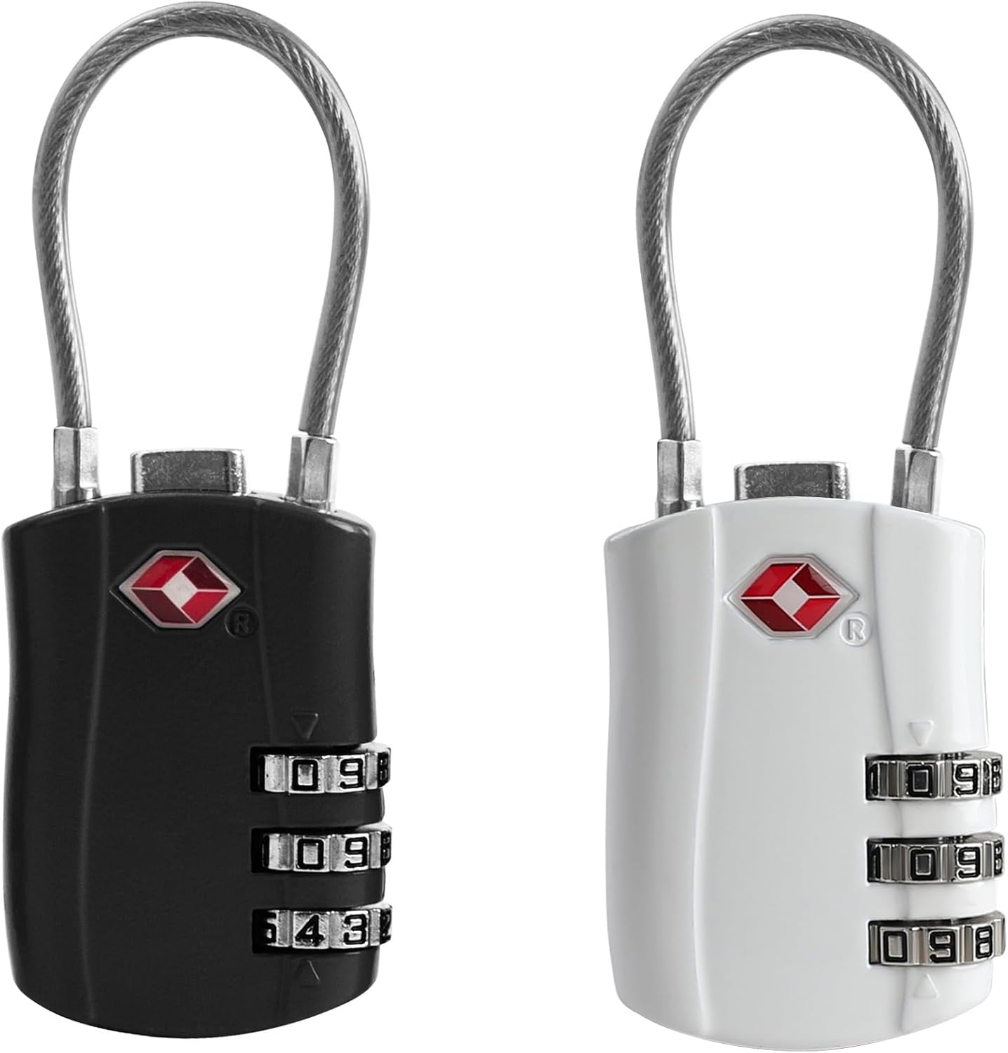 TSA Locks for Luggage, Small Combination Padlock with Cable, Travel Essentials Luggage Locks TSA Approved, Combo Padlock with Code, for Suitcase, Bag, Backpack Zipper, Gym Locker (2-Pack)