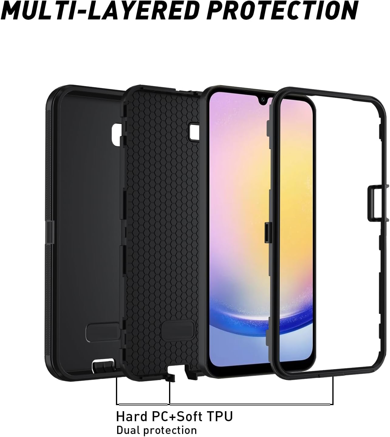 for Samsung Galaxy A17 5G case,A16 5G Heavy Duty case,with A Tempered Glass Screen Protector, [Military Grade Protective ] [Shockproof] [Dropproof] [Dust-Proof],for Galaxy A17 / A16(Black)