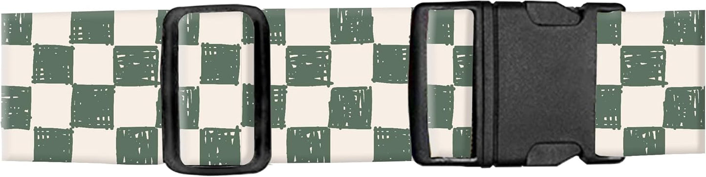 Luggage Straps for Suitcases, Adjustable Travel Belt, Durable Wide Luggage Strap, Cute Suitcase Strap Identifiers with Buckle, Bag Straps for Luggage, Green White Plaid