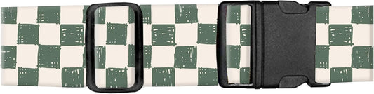 Luggage Straps for Suitcases, Adjustable Travel Belt, Durable Wide Luggage Strap, Cute Suitcase Strap Identifiers with Buckle, Bag Straps for Luggage, Green White Plaid