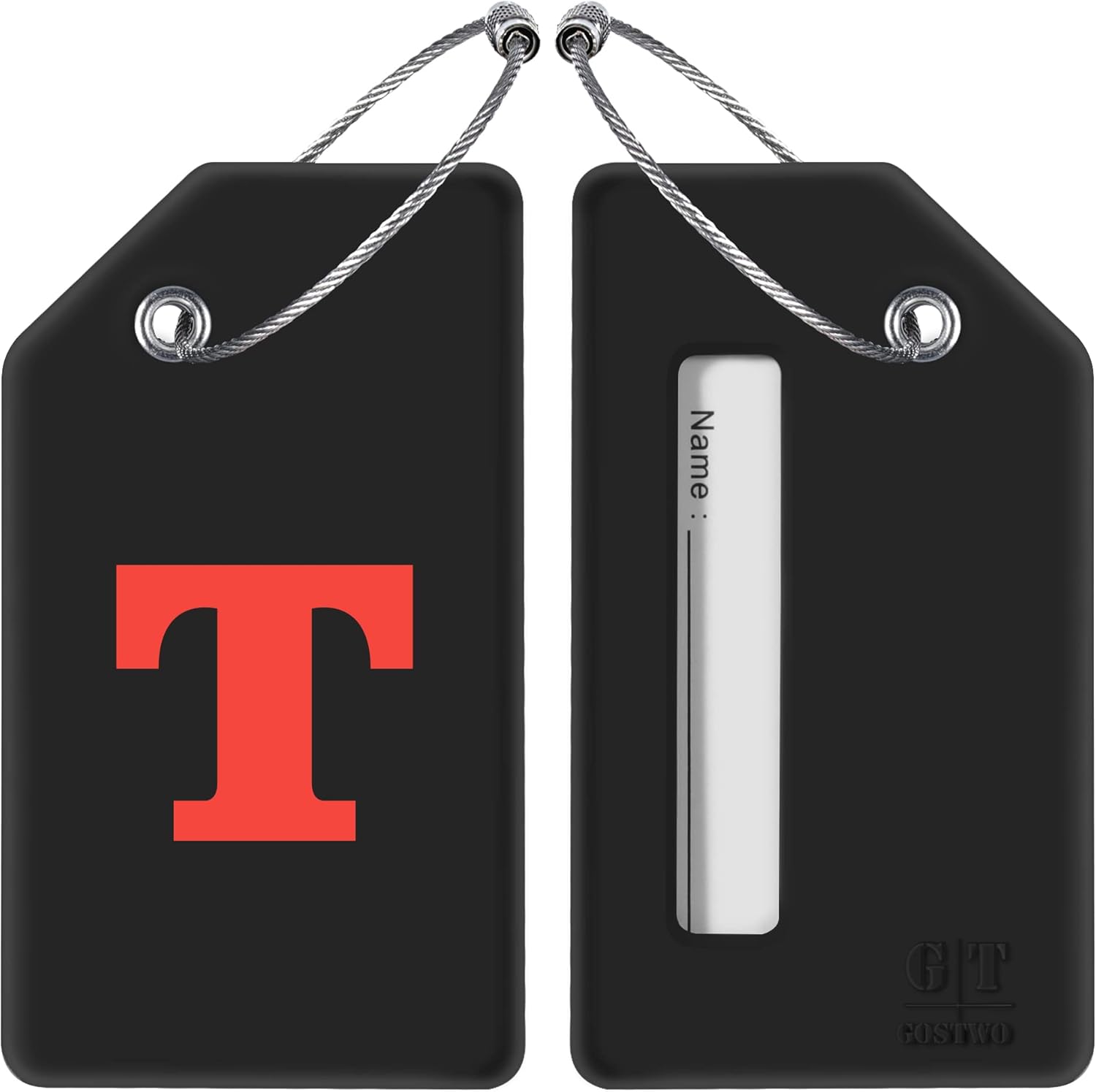 Gostwo 2 Pack Silicone Luggage Tags for Suitcases, 26 Initial Letter Baggage Labels Handbag School