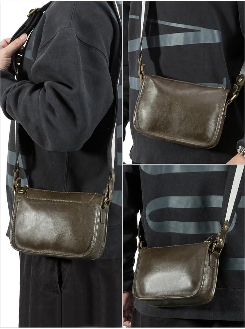 Genuine Leather Vintage Shoulder Bag Crossbody Small Messenger Bag for Men Women Casual Daily Travel Use