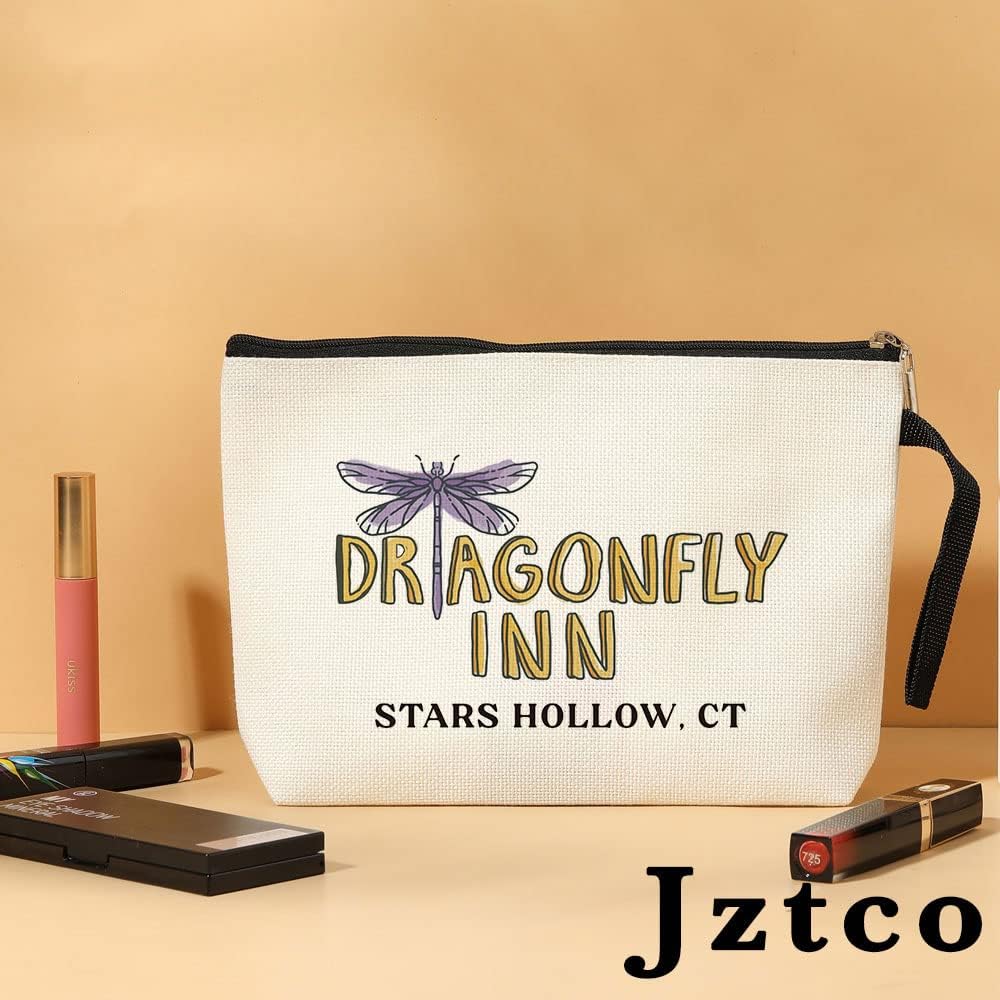 Jztco Dragonfly I-nn Gil-more Girls Merchandise Dragonfly Inn Stars Hollow Makeup Bag Inspirational Gifts for Women Gil-more Girls Lover Gifts Birthday Christmas Thanksgiving Gifts for Women Friends