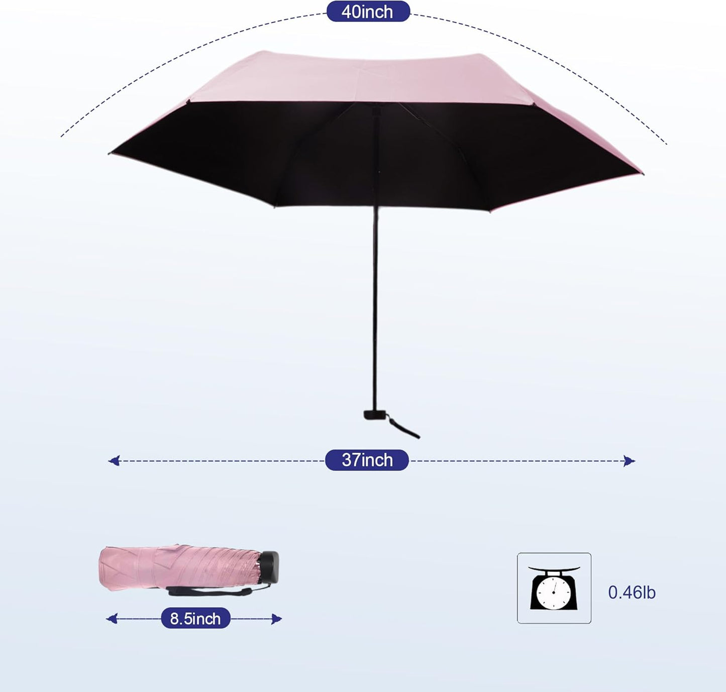 SoulRain 42" Travel Sun & rain Umbrella, Lightweight Windproof Umbrella, Portable Lightweight Compact Parasol with 99% UV Protection for women and men