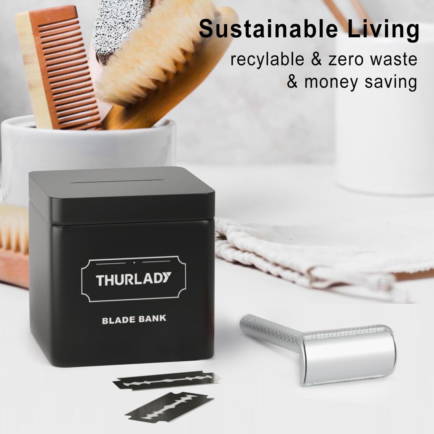 Matte Silver Safety Razor - Single Blade Razors for Men - Reusable Metal Razor, with 5 Stainless Steel Double Edge Blades, Smooth Close Shave, Sustainable, Plastic Free