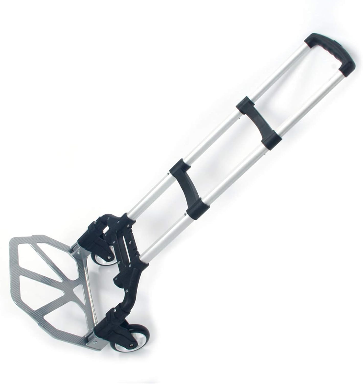 Portable Push Cart & Luggage Dolly Cart,Luggage Trolley Cart,Aluminum Portable Folding Hand Truck Cart,Utility Collapsible Hand Truck,with Elastic Ropes,for Home Moving Travel Office Use (Black)