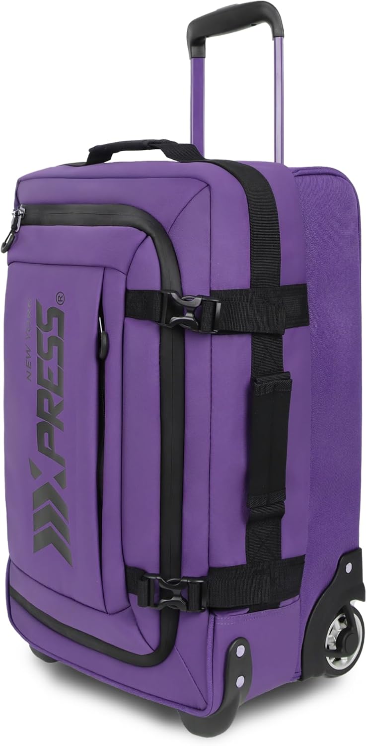 26'' Rolling Duffle Bag with Wheels,Rolling Duffle Bag w/Handle,Carry on Luggage Travel Duffle Bags for Man Women（26,Purple）