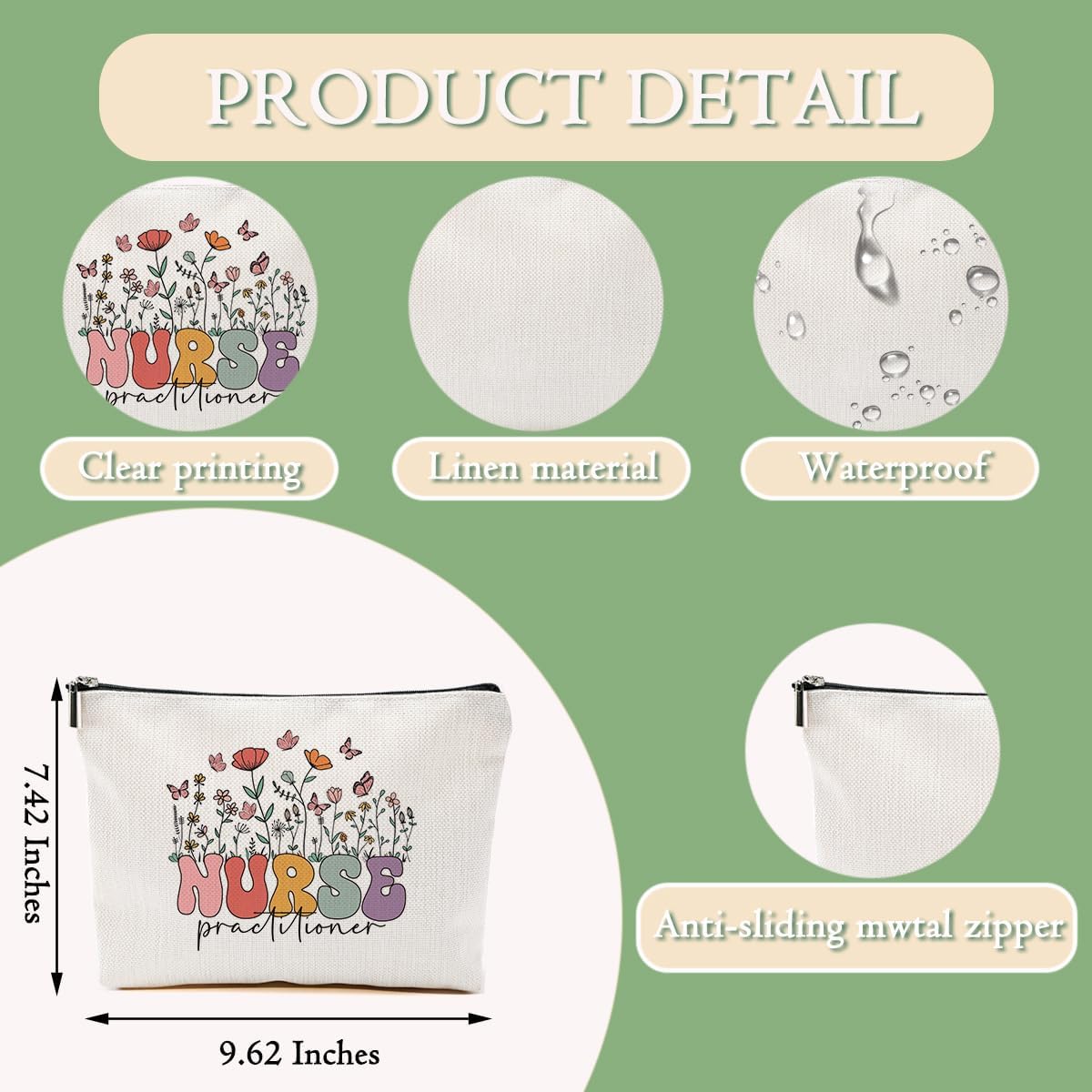 Nurse Practitioner Gifts for women Makeup Bag Nursing Cosmetic Bag Accessories Appreciation Gifts for Women Nurses Coworkers Graduation Birthday Survival Kit Makeup Travel pouch
