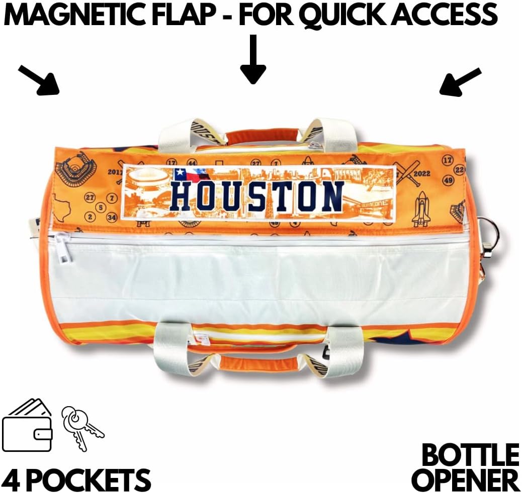 Varsity Cooler Houston Travel Party Duffel & Cooler – 30 Can Leakproof Insulated Tote Bag, Waterproof Soft compartment for Tailgating, Golf, Beach, Carry-On Luggage & Outdoor Sports