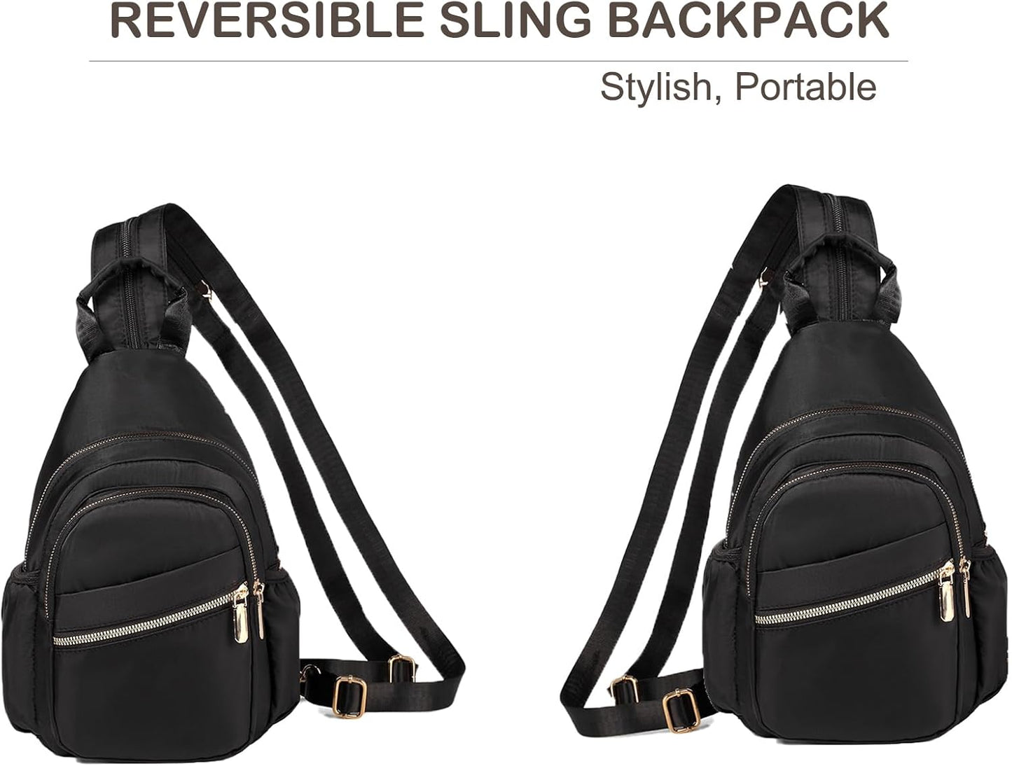 Small Crossbody Sling Bag for Women, Mini Backpack Sling Backpack Convertible, Chest Bag for Hiking Daypack