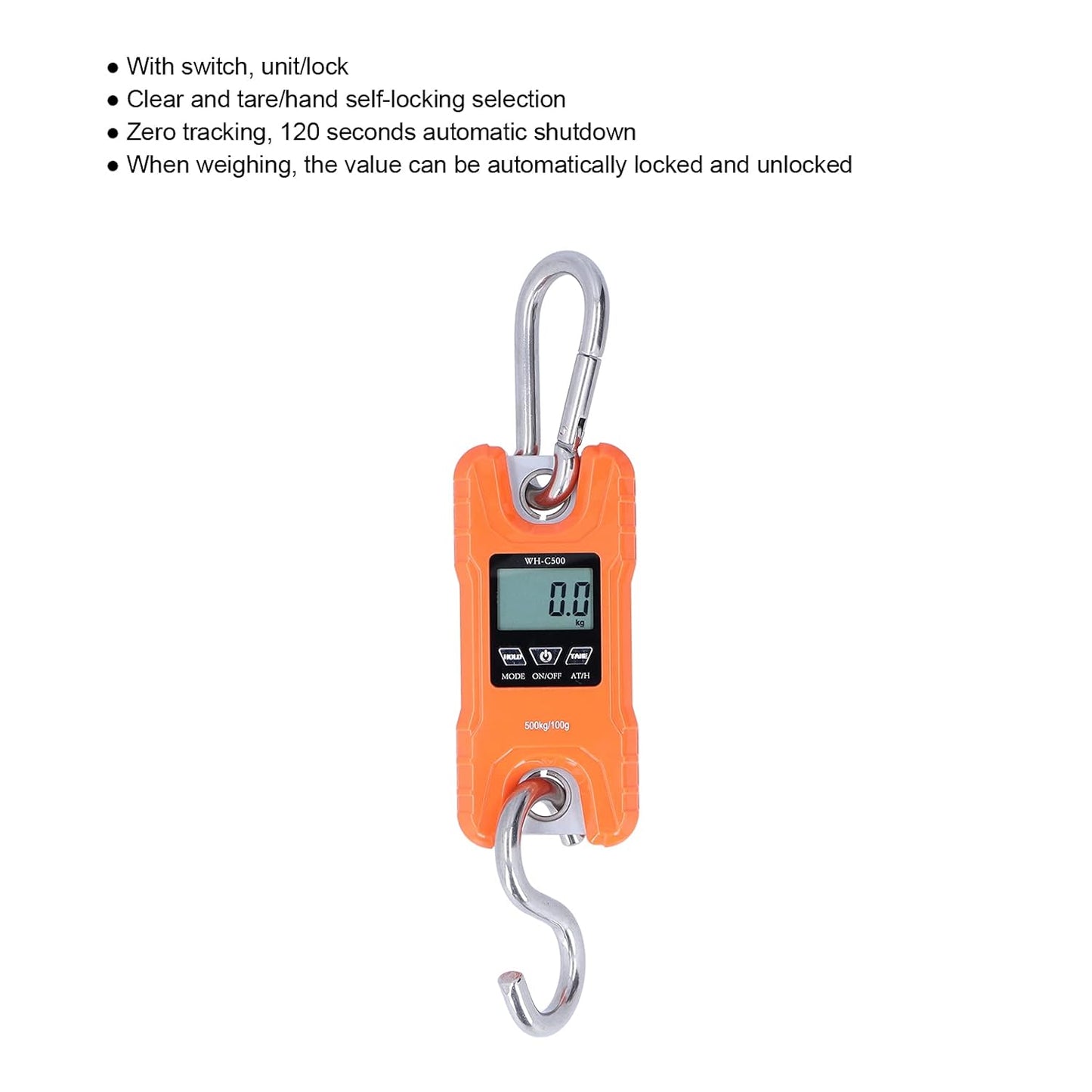 FLEXMAN Portable Electronic Hanging Scale LCD Display with ABS Engineering Plastic Shell 500kg (Yellow)