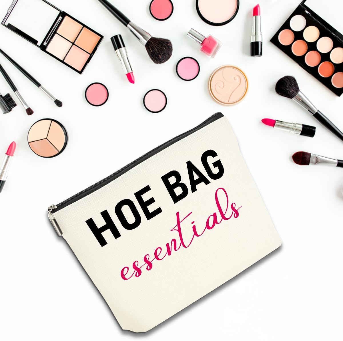 4 PCS Funny Gifts for Women Makeup Bag, Birthday Fun Hostess Gift for Women Girls Friends Cosmetic Bags Gag Gifts Girls Weekend Overnight Makeup Funny Travel Pouch, Black White