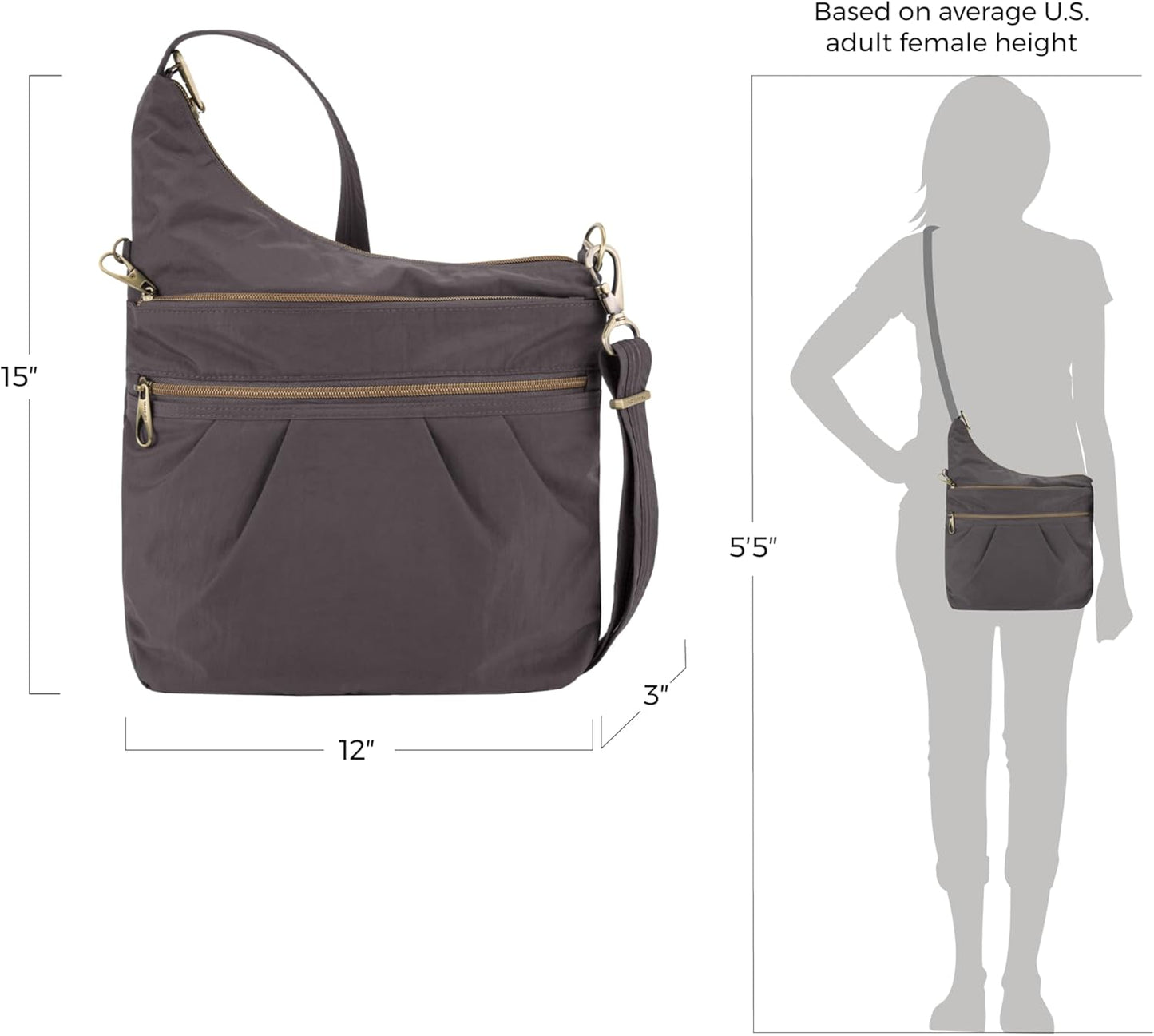 Travelon Anti-Theft Signature 3 Compartment Crossbody Bag