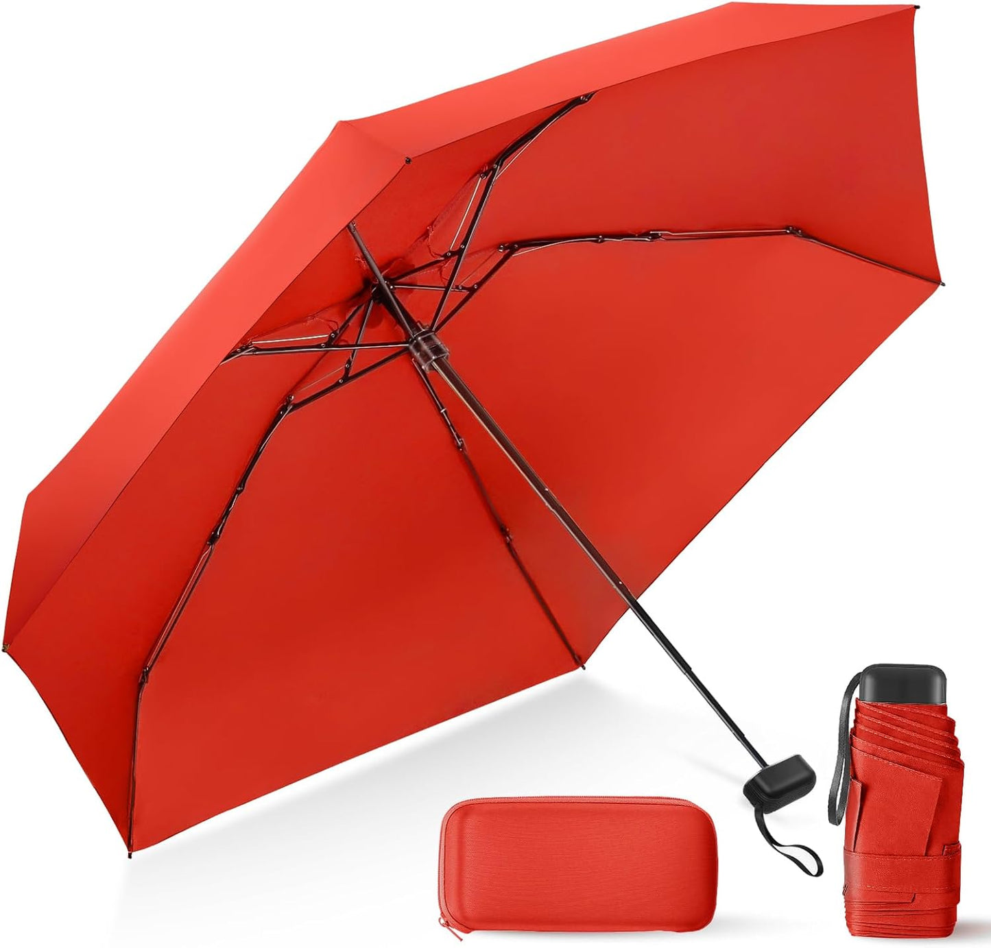 LEAGERA Compact Travel Umbrella with Case - Mini Umbrella for Purse, Small Lightweight &Tiny Design Perfect for Parasol Outdoor Sun&Rain Umbrellas