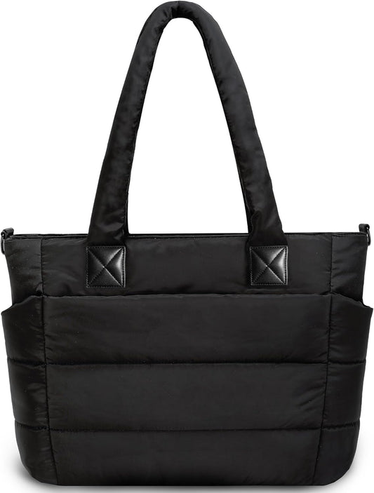 Tote Bag for Women Puffer Tote Bag Large Nurse Bags Shoulder Handbag with Zipper for Work Travel