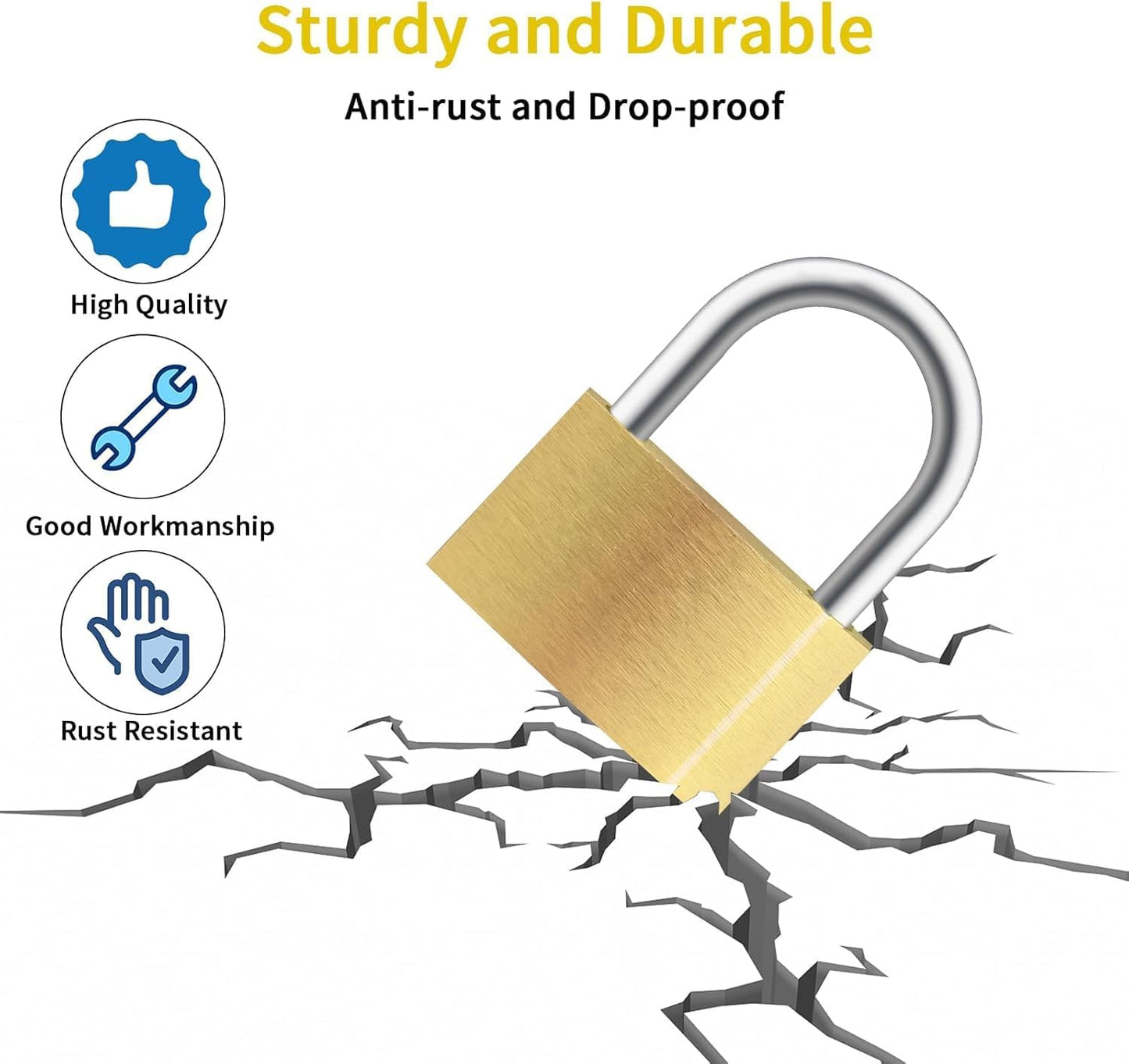 8pcs Solid Brass Padlock with Key, Small Pad Lock with Key, Padlocks with 24 Same Keys, Storage