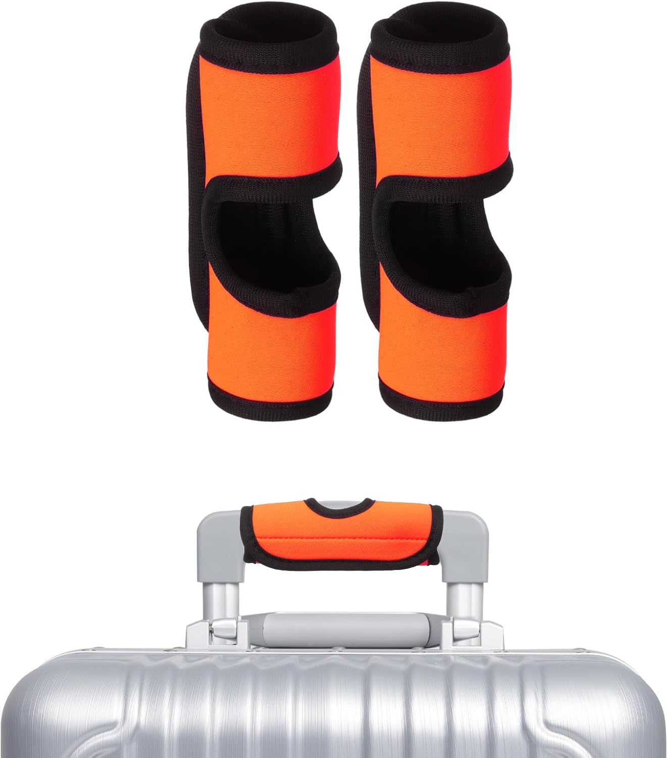 uxcell Luggage Handle Wrap, 2 Pcs Hollow Neoprene Handbag Grip Cover Protector Luggage Identifiers Suitcase Handle Wraps for Luggage Suitcase Travel Bags, Orange