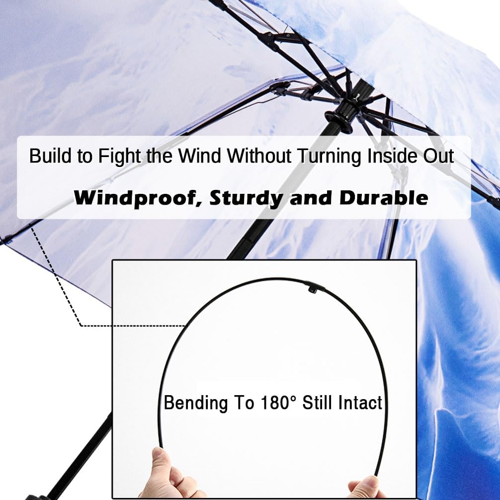 LANBRELLA Compact Reverse Folding Umbrella Auto Windproof Travel Umbrella