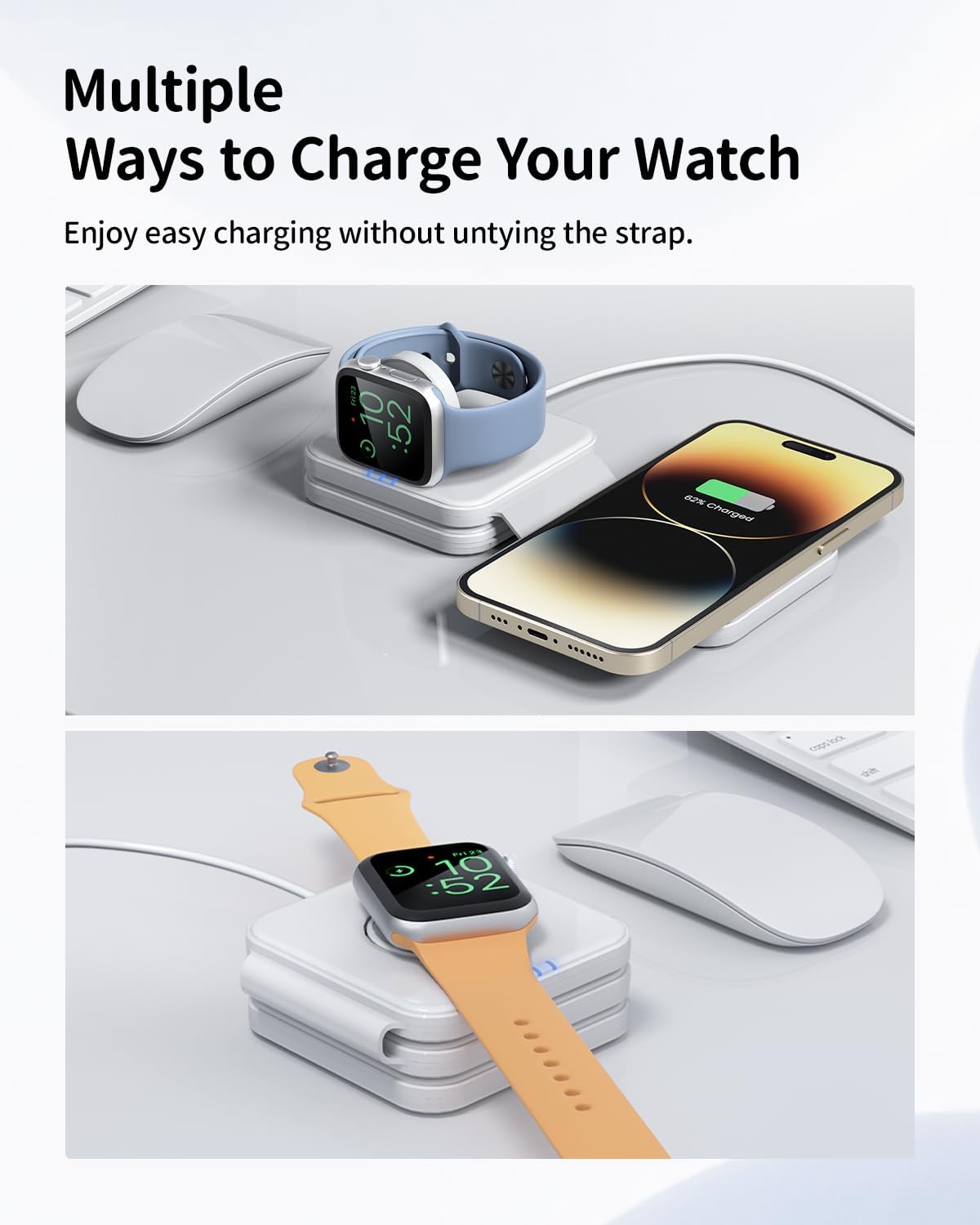 3-in-1 Wireless Charger for Magsafe: GEEKERA Magnetic Charging Pad for iPhone 15/14/13/12 Pro Max/Plus/Mini, Apple Watch Ultra 2/Series 9/8/7/6/5/4/3, AirPods Pro 3rd/2nd…