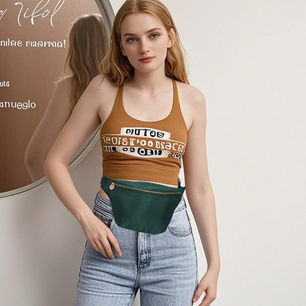Fanny Packs for Women Cross Body Crossbody Sling Bags for Women Nylon Waist Belt (Blackish Green)