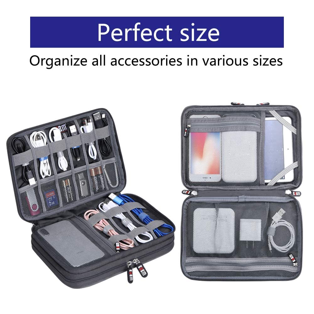 Electronic Cable Organizer Bag - Portable Travel Double Layers Electronic Digital Accessories