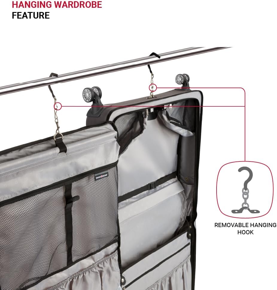 SwissGear 7895 Premium Garment Bag with Spinner Wheels, Amazon Exclusive, Bonus Hanging Feature, 24-Inch Luggage - Heather Grey
