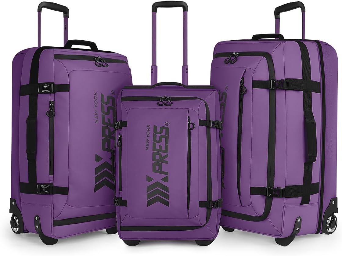 （20''/26''/30''）3-Piece Set,Luggage Sets 3 Piece,Rolling Duffle Bag w/Handle,Carry on Luggage Travel Duffle Bags for Man Women#Purple