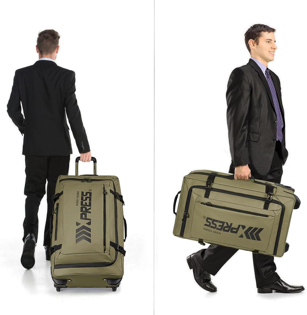 20'' Rolling Duffle Bag w/Wheels,Rolling Duffle Bag w/Handle,Carry on Luggage Travel Duffle Bags for Man Women（20,Armygreen）