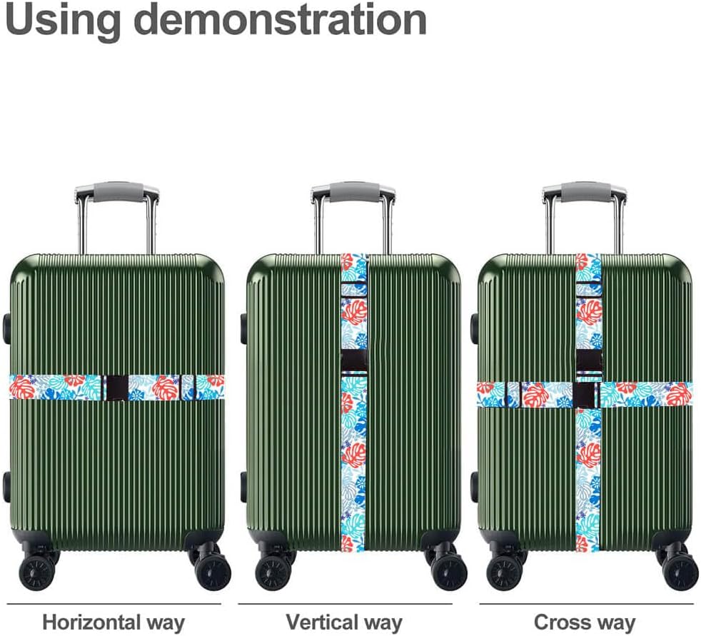 Luggage Straps for Suitcases TSA Approved Easy Pack Organized Suitcase Strap, Luggage Strap, Luggage Belt Strap, Bag Straps for Luggage. Buckle Straps Travel Accessories (Tropical Plant)