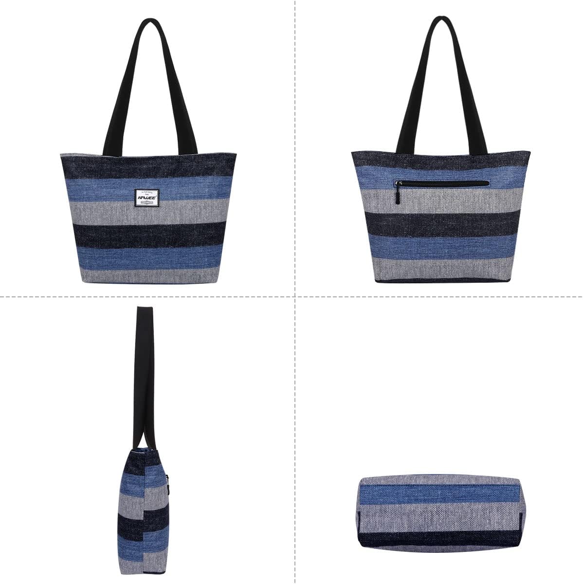 Tote Bag with Zipper for Women Inside Mesh Pocket Heavy Duty Casual Anti-water Cloth Travel Shoulder Handbag